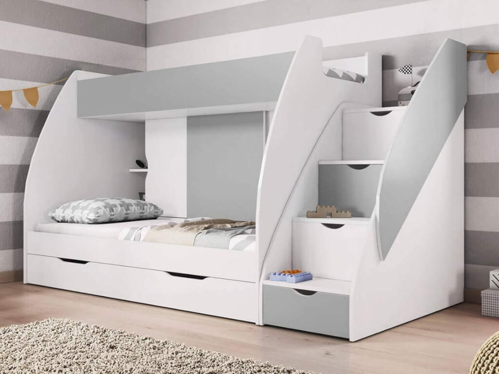 gray bunk bed